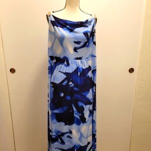 Chico's Black Label maxi dress Size 2 Blue Print